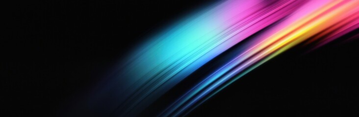 A vibrant, abstract design featuring smooth, flowing gradients of color against a dark background, creating a sense of motion and energy.