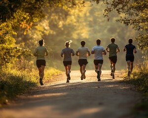 Obraz premium People in a running club engage in joint activity
