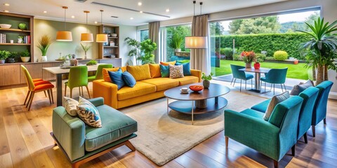 Obraz premium Modern Home Interior Dimensions with Furniture Layout and Space Planning for Contemporary Living