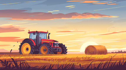 Obraz premium farming tractor on field Generated AI