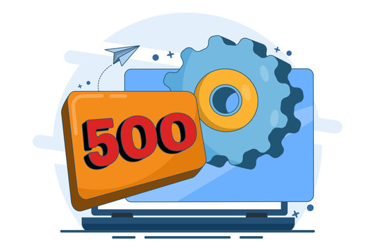 Error code concept 500 Internal Server Error. Equipment with Status Code 500. Server error with code 500, Something went wrong on the website hosting server, fix the problem on the website.