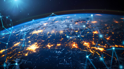 Obraz premium background with stars in blue Generated AI