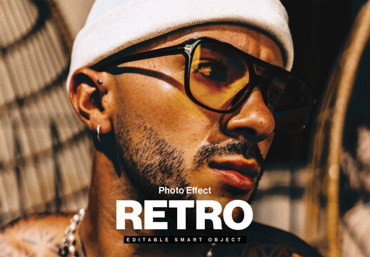 Vintage Retro Halftone Photo Effect Layout