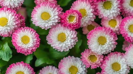 Close-up of Delicate Pink and White Daisies