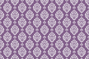 ダマスク柄のシームレスパターン、紫の背景