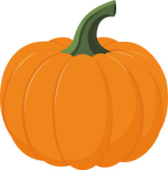 Autumn orange pumpkin, cute hand drawn seasonal autumn and fall object. Vector illustration in flat style