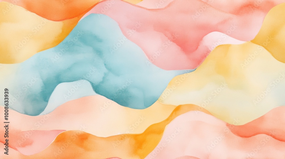 Wall mural abstract watercolor seamless pattern with soft gradients background