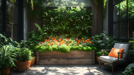 Planter Box with Moss and Plants