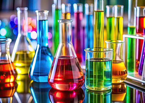 pH Level Measurement in Laboratory with Color Indicators and Test Solutions for Scientific Research