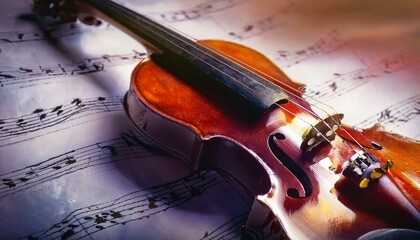 Fototapeta premium violin and music sheet 