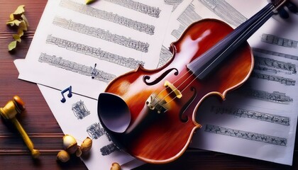 Naklejka premium violin and music sheet 