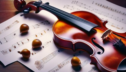 Naklejka premium violin and music