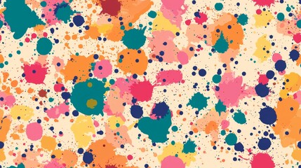 Artistic splashes of color seamless pattern. Vibrant splashes of multicolored paint background
