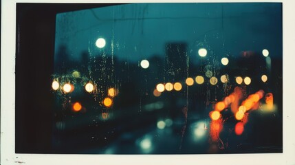 Rainy night city lights