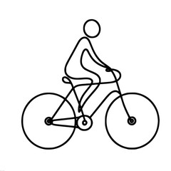 Obraz premium Minimalistic single line vector contour sketch of a cyclist on a bicycle on a white background
