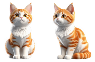 png red striped sitting cat on transparent background.  png cute cartoon kitten. funny fluffy kitty.