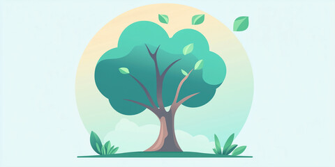 Tree. vector illustration of tree. forest. white flat background. green photosynthesis. environmental friendly. oxygen, life. 