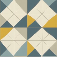 Geometric Tile Pattern  Abstract Beige  Yellow  and Blue Tile Background