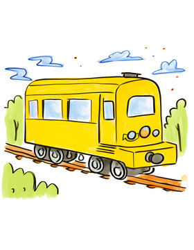 A DRAWING OF A TOY TRAIN WITHOUT BACKGROUND