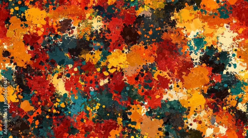 Wall mural artistic splashes of color seamless pattern. vibrant splashes of multicolored paint background