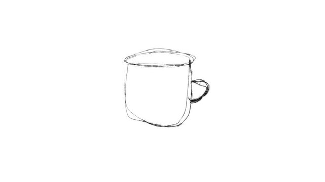 mug sketch on white bacground animation video