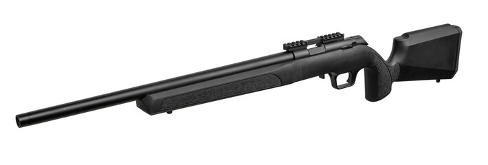 Modern bolt action carbine .22 caliber with plastic butt. Small caliber rifle for sport shooting...