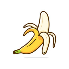 fruits banana cartoon design illustration. clipart banana flat design isolated