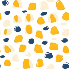 Abstract Seamless Pattern with Yellow  Beige  and Blue Shapes