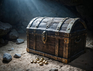 Sunlit Treasure Chest in a Cave's Embrace: Unveiling the Secrets of a bygone Era