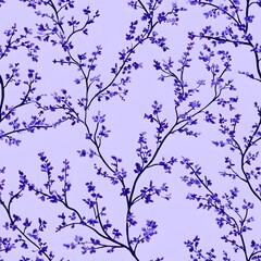Obraz premium Watercolor Purple Floral Branch Pattern