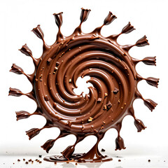 chocolate swirl splash on white background