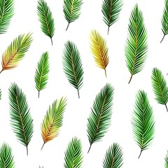 Green Palm Leaves Seamless Pattern   Tropical Foliage Background