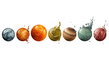 set of earth like planets, Isolated on Transparent Background.