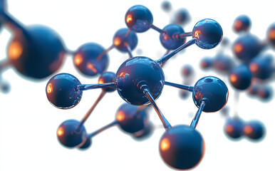 Obraz premium Molecule 3D illustration. Abstract atom structure. Science, education, research, innovation