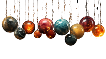 Set of fantasy planets, Isolated on Transparent Background.