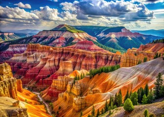 Scenic View of Cedar Breaks National Monument Showcasing Colorful Rock Formations and Nature's Beauty