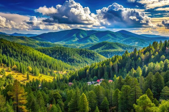 Scenic View of Cloudcroft New Mexico with Lush Forests and Majestic Mountains in the Background