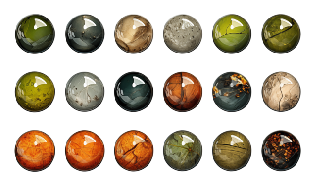 Set of planets, Isolated on Transparent Background.