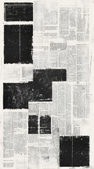 Blacked out newspaper text