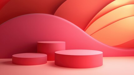 Abstract pink podiums