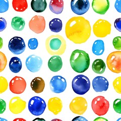 Fototapeta premium Watercolor Colorful Circles Seamless Pattern Background
