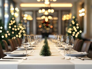 Elegant dining setup featuring glasses and festive decor, perfect for holiday gatherings and special occasions.