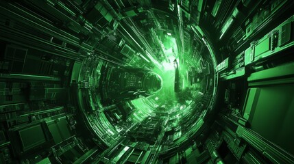 sky-fi background green. concept of the future. city of the future, space. scientific achievements in the future.