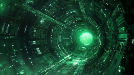 sky-fi background green. concept of the future. city of the future, space. scientific achievements in the future.