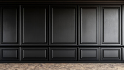 Blank black wooden wall panel Mockup 