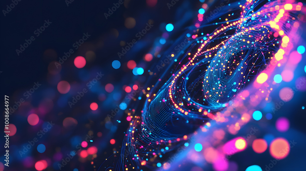Poster big data concept. digital neural network. introduction of artificial intelligence. cyberspace of fut