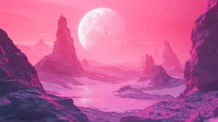 sky-fi background pink. concept of the future. city of the future, space. scientific achievements in the future.