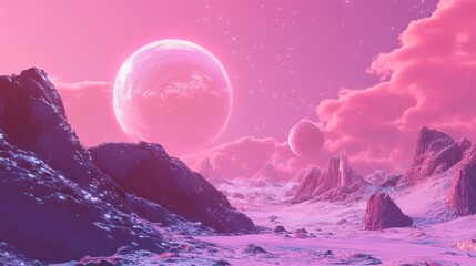 sky-fi background pink. concept of the future. city of the future, space. scientific achievements in the future.