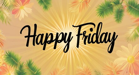 happy Friday calligraphic word lettering on summer concept holiday design background