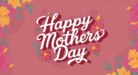 Obraz premium happy mothers day calligraphic word lettering on summer concept holiday design background